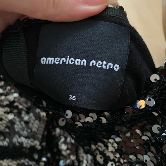 American Retro Silver Sequin Mini Dress sz 36 - Picture 3 of 4